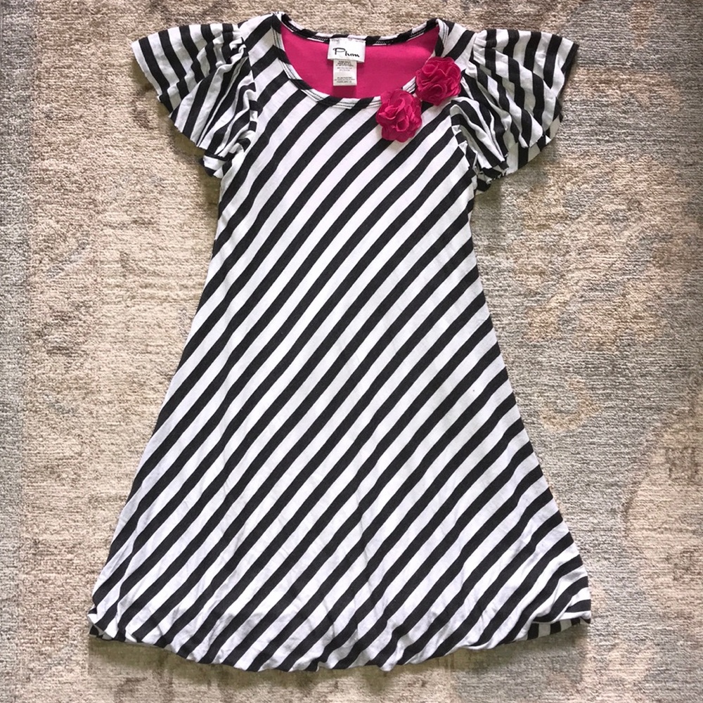 Flared A-line Dress with Diagonal Stripes